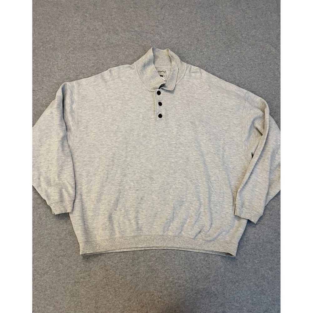 Original Island Sport Polo Sweater Mens XXL Gray Cotton Long Sleeve Dolphin Logo